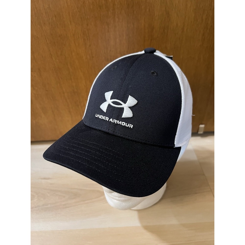 NWT Under Armour Boys Baseball Cap Black White Logo Youth Adjustable Hat